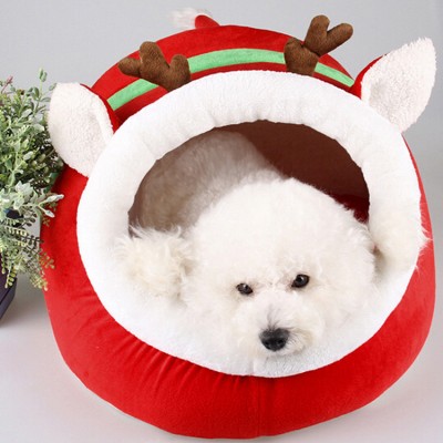 New Style Cute Christmas Red Reindeer Small Pet Dog Bed Cushion