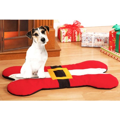 Bone Shape Pet Christmas Seat Mat Santa Claus Pet Cat Dog Carpets